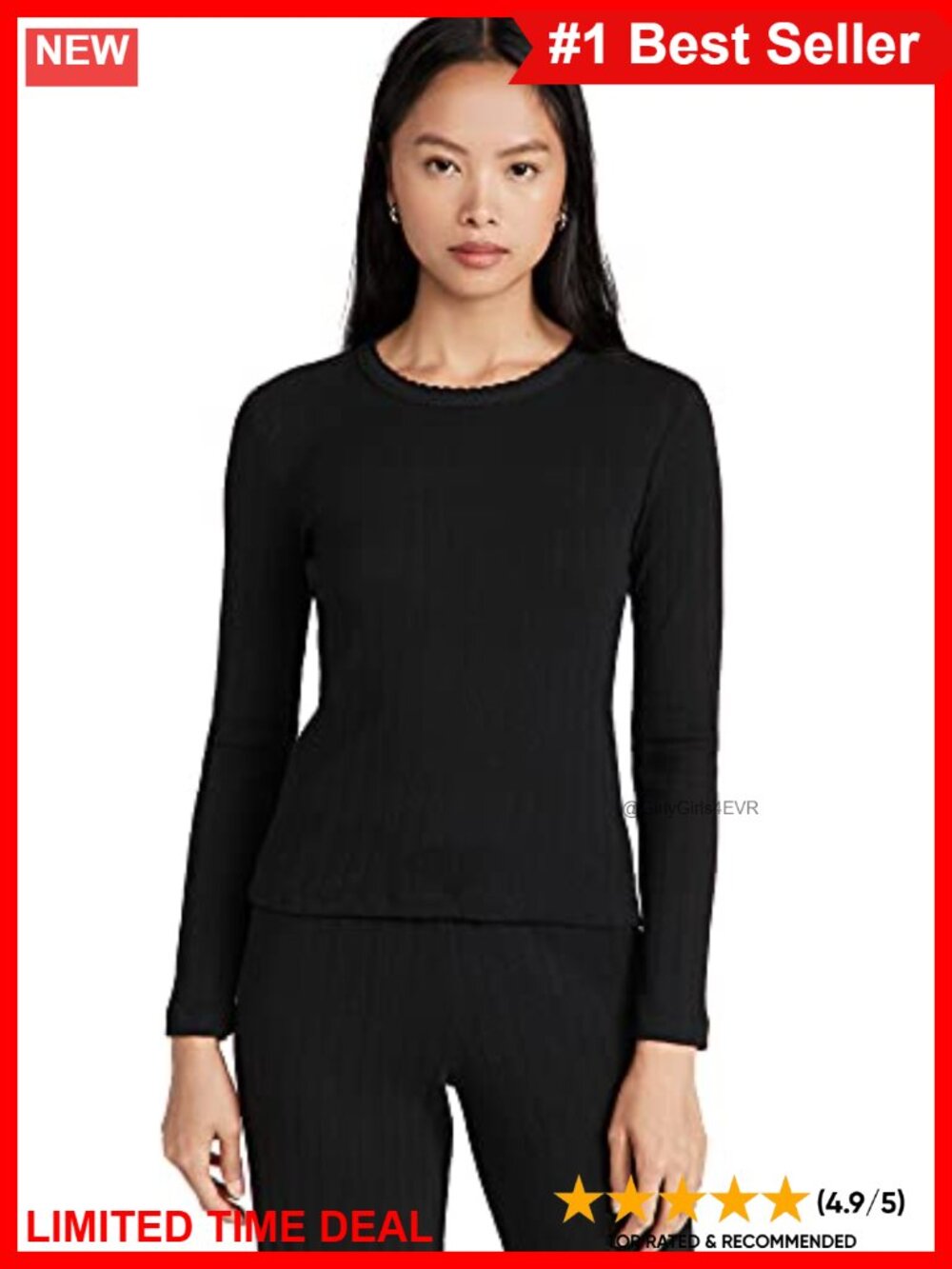 Pointelle Slim Fit Long Sleeve Crew Neck T-Shirt